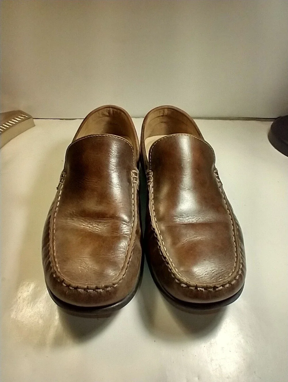 Ecco Classic Moc 2.0 Brown Leather Driving Loafers Shoes Men's sz 8(42).